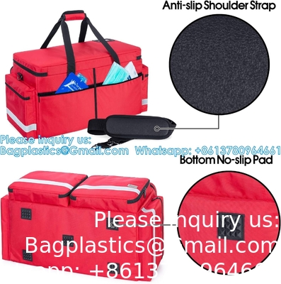 Sac médical d'urgence vide avec compartiment pour réservoir d'oxygène Sac de traumatologie pour premiers intervenants avec renforcement du fond B