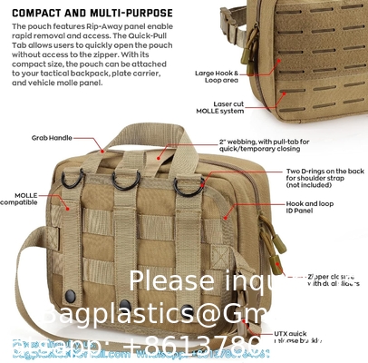 Sacoche médicale tactique MOLLE accessoire Sacoche médicale tactique Sacoche de premiers secours EMT Rip-Away IFAK
