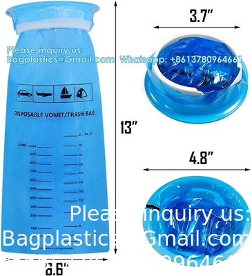 Sacs émésiques, sacs à vomir jetables, sacs anti-nausées pour les avions et les voitures, sacs anti-nausées pour les nausées de déplacement (bleu)