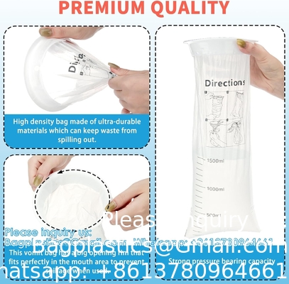 Sacs à vomir à usage unique Sacs à vomir à usage unique 10 paquets, 1500 ml Sacs à émesis blancs à haute densité, parfaits pour les nausées matinales.