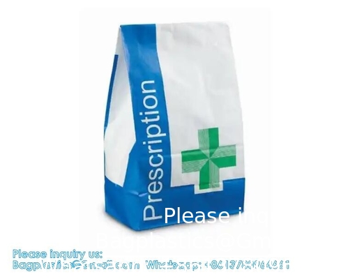 Sac de pharmacie, sac de prescription 8&quot; x 5&quot; x 17&quot; Sac de papier de pharmacie Contenant de médicaments, emballage de médicaments