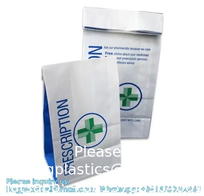 Sac de pharmacie, sac de prescription 8&quot; x 5&quot; x 17&quot; Sac de papier de pharmacie Contenant de médicaments, emballage de médicaments