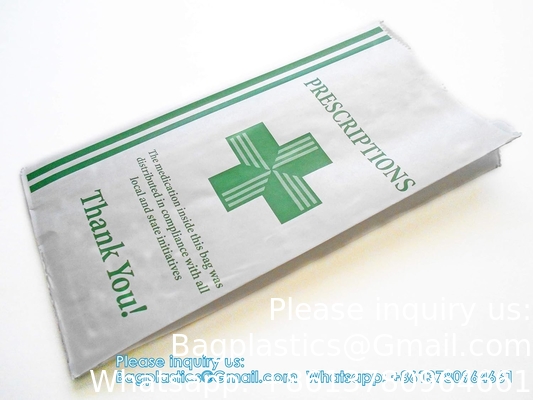 Sac de pharmacie, sac de prescription 8&quot; x 5&quot; x 17&quot; Sac de papier de pharmacie Contenant de médicaments, emballage de médicaments