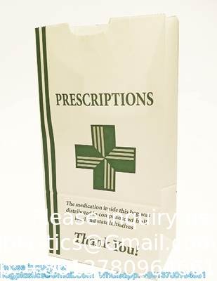 Sac de pharmacie, sac de prescription 8&quot; x 5&quot; x 17&quot; Sac de papier de pharmacie Contenant de médicaments, emballage de médicaments