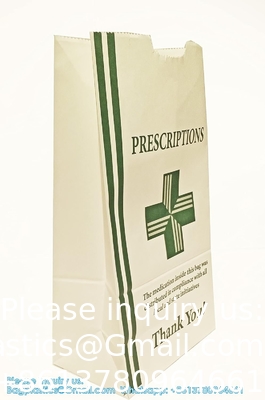 Sac de pharmacie, sac de prescription 8&quot; x 5&quot; x 17&quot; Sac de papier de pharmacie Contenant de médicaments, emballage de médicaments