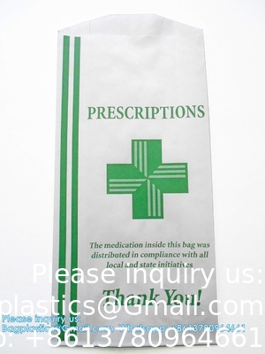 Sac de pharmacie, sac de prescription 8&quot; x 5&quot; x 17&quot; Sac de papier de pharmacie Contenant de médicaments, emballage de médicaments