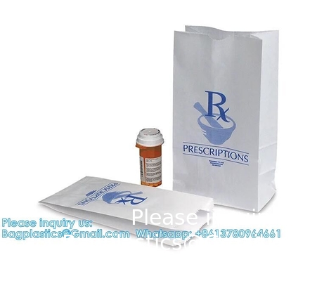 Sac de pharmacie, sac de prescription 8&quot; x 5&quot; x 17&quot; Sac de papier de pharmacie Contenant de médicaments, emballage de médicaments