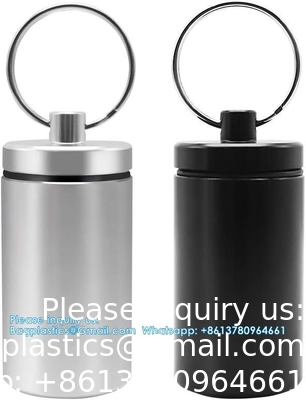 Organisateur de boîte à pilules en aluminium métallique avec porte-clés - bouteille de médecine extérieure porte-clés petit porte-médicaments de premiers secours