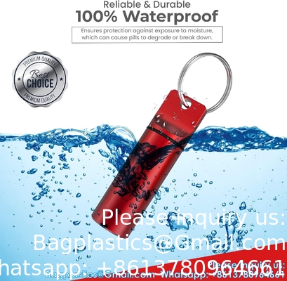 Organisateur de boîte à pilules en aluminium métallique avec porte-clés - bouteille de médecine extérieure porte-clés petit porte-médicaments de premiers secours