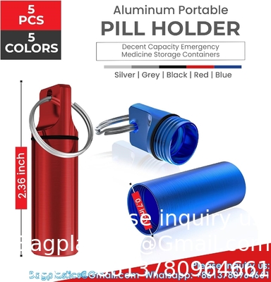 Organisateur de boîte à pilules en aluminium métallique avec porte-clés - bouteille de médecine extérieure porte-clés petit porte-médicaments de premiers secours