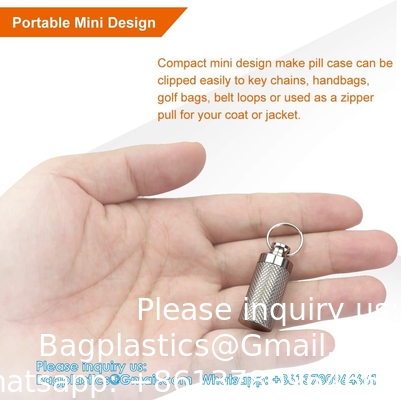 Organisateur de boîte à pilules en aluminium métallique avec porte-clés - bouteille de médecine extérieure porte-clés petit porte-médicaments de premiers secours