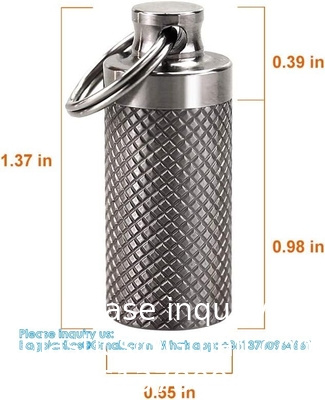 Porte-clés porte-pilule (2 paquets), contenant de pilule imperméable à l' eau en titane minime/ boîtier pour sac à main ou poche, petit portable
