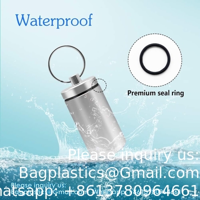 Porte-clés porte-pilule (2 paquets), contenant de pilule imperméable à l' eau en titane minime/ boîtier pour sac à main ou poche, petit portable