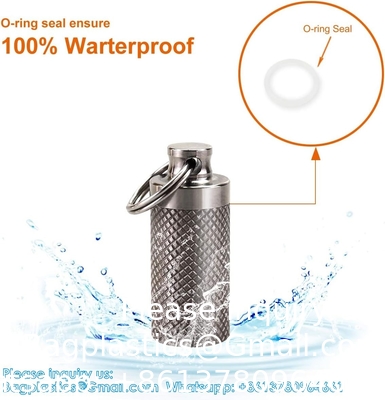 Porte-clés porte-pilule (2 paquets), contenant de pilule imperméable à l' eau en titane minime/ boîtier pour sac à main ou poche, petit portable