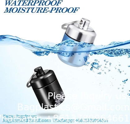 Porte-clés porte-pilule (5 paquets), en aluminium étanche Portable petit médicament de voyage bouteille boîtier boîte conteneur pour sac à main