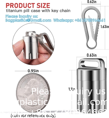 Porte-clés pour porte-pilule en titane, porte-pilule portable, porte-pilule poche imperméable, porte-pilule porte-pilule