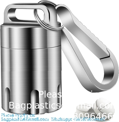 Porte-clés pour porte-pilule en titane, porte-pilule portable, porte-pilule poche imperméable, porte-pilule porte-pilule