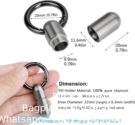 Casque de pilule en titane étanche à l'eau, porte-pilule pour urgences Aspirine et nitroglycérine pour sac à main
