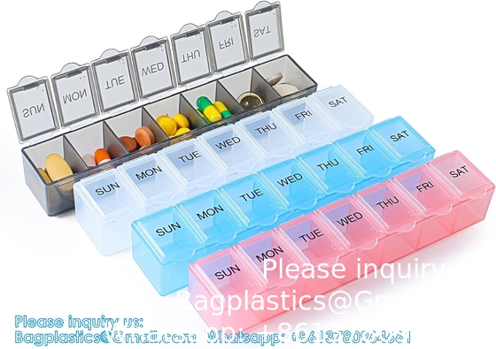 Organiseur de pilules hebdomadaire extra-grand, porte-pilule de 7 jours Voyage Pilule quotidienne Boîte d'organiseur de médicaments portable