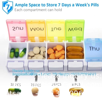 Organiseur de pilules hebdomadaire extra-grand, porte-pilule de 7 jours Voyage Pilule quotidienne Boîte d'organiseur de médicaments portable