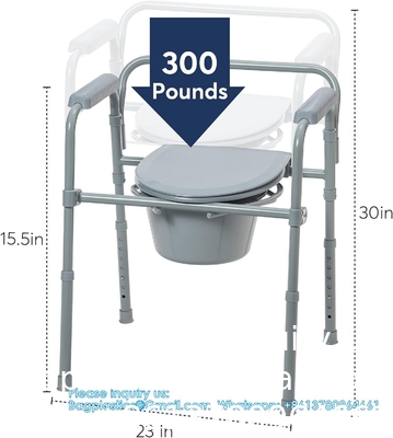 Chaise de lit en acier pliable, toilette portable, aide les personnes baryatriques pesant jusqu'à 350 livres