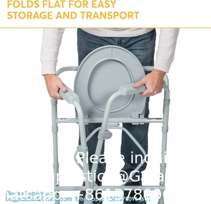 Chaise de lit en acier pliable, toilette portable, aide les personnes baryatriques pesant jusqu'à 350 livres