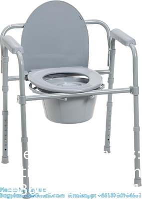 Chaise de lit en acier pliable, toilette portable, aide les personnes baryatriques pesant jusqu'à 350 livres
