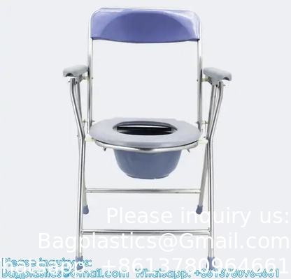 Chaise commode pliante légère avec charge supérieure facilement amovible, fauteuil commode, toilette portable