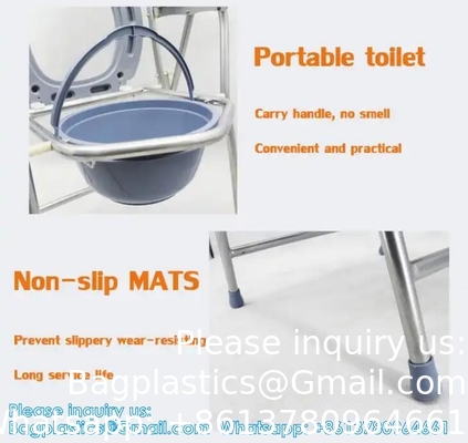 Chaise commode pliante légère avec charge supérieure facilement amovible, fauteuil commode, toilette portable