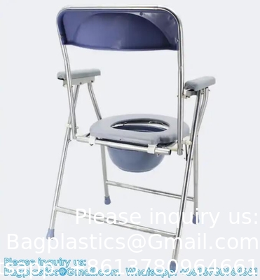 Chaise commode pliante légère avec charge supérieure facilement amovible, fauteuil commode, toilette portable