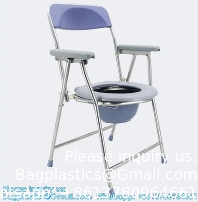 Chaise commode pliante légère avec charge supérieure facilement amovible, fauteuil commode, toilette portable
