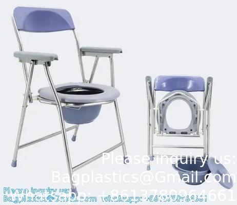 Chaise commode pliante légère avec charge supérieure facilement amovible, fauteuil commode, toilette portable