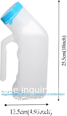 Urinals pour hommes avec une lueur dans le noir, bouteilles d'urine 1000 ml épaisses avec couvercle, bouteille d'urine anti-déversement pour voiture, hôpital
