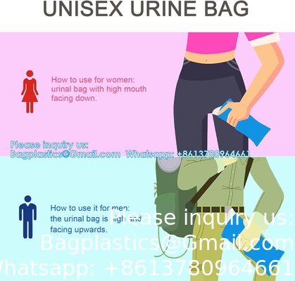 Sacs d'urine, sacs d'urine pour camping, sacs d'urine jetables, sacs d'urine de voyage, toilettes d'urgence portable pour les embouteillages