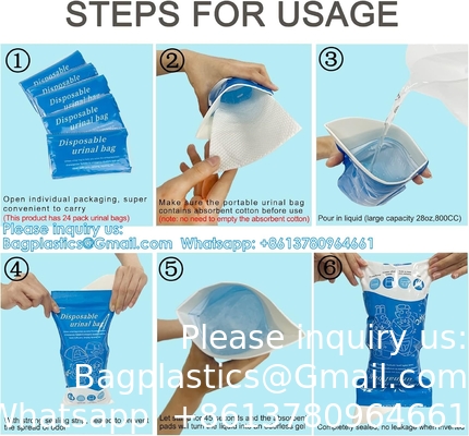 Sacs d'urine, sacs d'urine pour camping, sacs d'urine jetables, sacs d'urine de voyage, toilettes d'urgence portable pour les embouteillages
