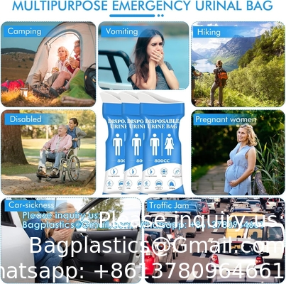 Sacs urinaires d'urgence, sacs urinaires de camping portables, sacs urinaires de voyage, urine portable d'urgence pour les embouteillages