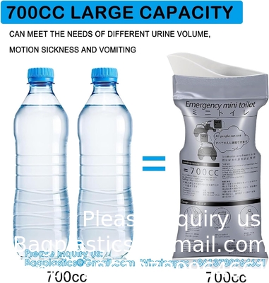 Sacs urinaires d'urgence, sacs urinaires de camping portables, sacs urinaires de voyage, urine portable d'urgence pour les embouteillages