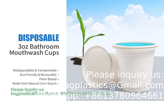 Coupe de salle de bain à usage unique compostable 100p rince-bouche écologique Coupe biodégradable Rinceau de bain médicament