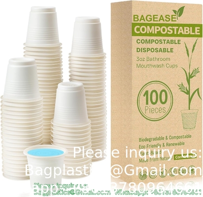 Coupe de salle de bain à usage unique compostable 100p rince-bouche écologique Coupe biodégradable Rinceau de bain médicament