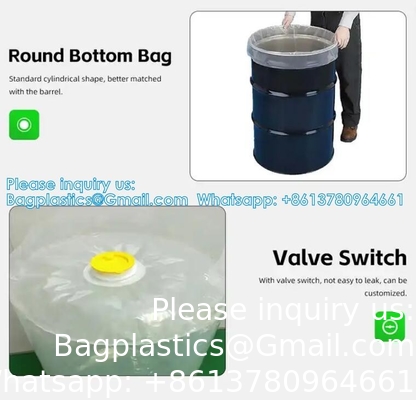 Gros sac en plastique à fond rond de tonneau de 55 gallons