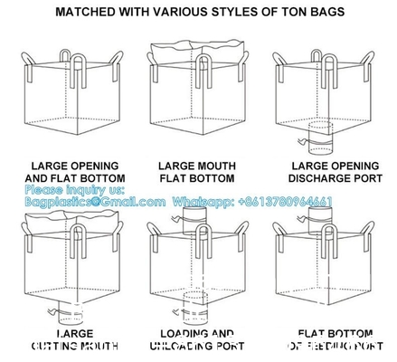 Sac en papier d'aluminium de 1 tonne, sac de couche de grande capacité de 1000 kg, sac jumbo pour ciment, sacs de conteneurs FIBC