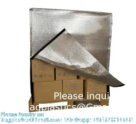 Capot thermique couverture de palette isolée imperméable à l'humidité avec fermeture à glissière couverture de palette expédition à froid emballage sac de palette isolée