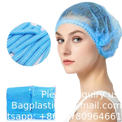 Coupe bleue jetable non tissée bouffant casquettes cheveux filet manches de cheveux avec bande de côté pivotante, unisexe, parfait pour dormir