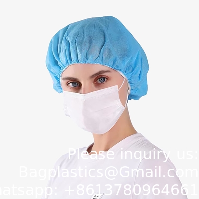 Coupe bleue jetable non tissée bouffant casquettes cheveux filet manches de cheveux avec bande de côté pivotante, unisexe, parfait pour dormir