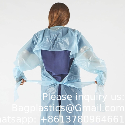 Vêtements en plastique, Vêtements CPE, Polyéthylène, Niveau 1, Vêtements isolants jetables, non chirurgicaux, bleus, protecteurs