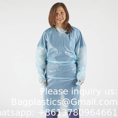 Vêtements en plastique, Vêtements CPE, Polyéthylène, Niveau 1, Vêtements isolants jetables, non chirurgicaux, bleus, protecteurs