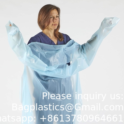 Vêtements en plastique, Vêtements CPE, Polyéthylène, Niveau 1, Vêtements isolants jetables, non chirurgicaux, bleus, protecteurs