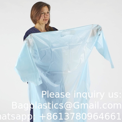 Vêtements en plastique, Vêtements CPE, Polyéthylène, Niveau 1, Vêtements isolants jetables, non chirurgicaux, bleus, protecteurs