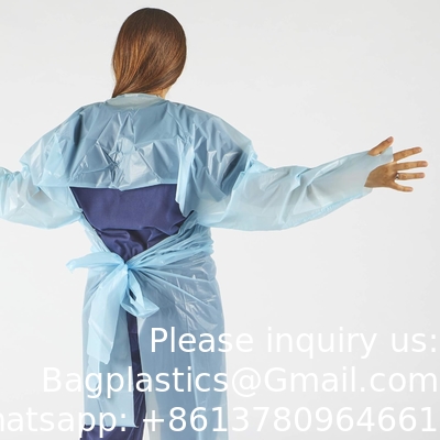 Vêtements en plastique, Vêtements CPE, Polyéthylène, Niveau 1, Vêtements isolants jetables, non chirurgicaux, bleus, protecteurs