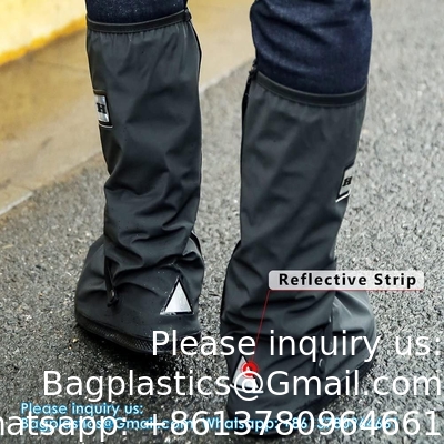 Couvertures de chaussures imperméables à l'eau, couvertures de chaussures de pluie pliables réutilisables avec fermeture à glissière, antidérapant, réflecteur, équipement de pluie pour hommes, femmes